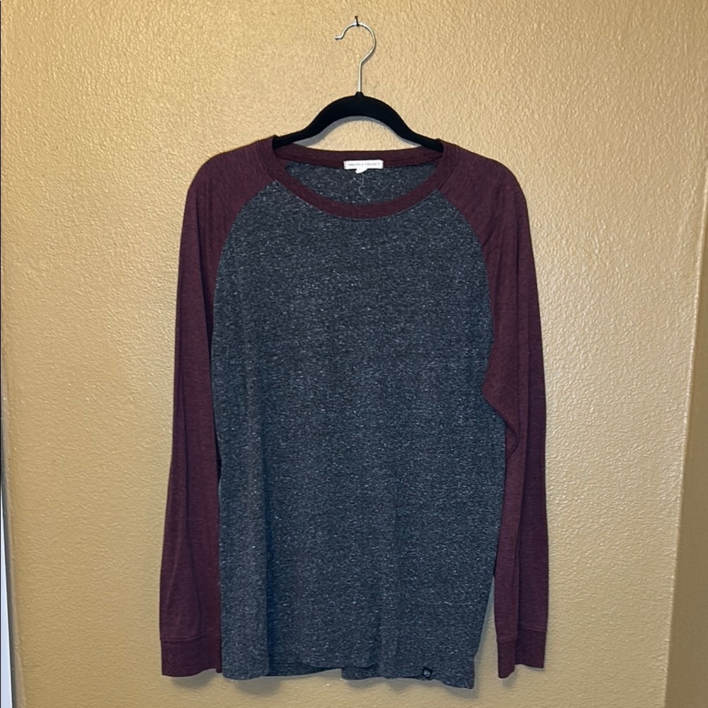 Threads 4 Thought Long Sleeve Gray and Red Tee